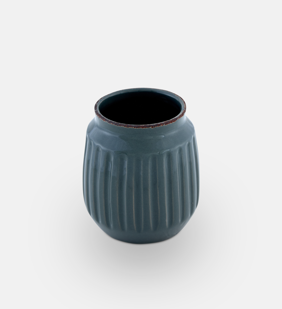 Rome Ribbed Vase Short