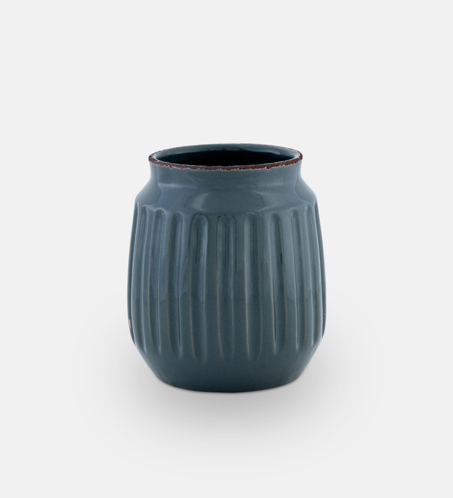 Rome Ribbed Vase Short